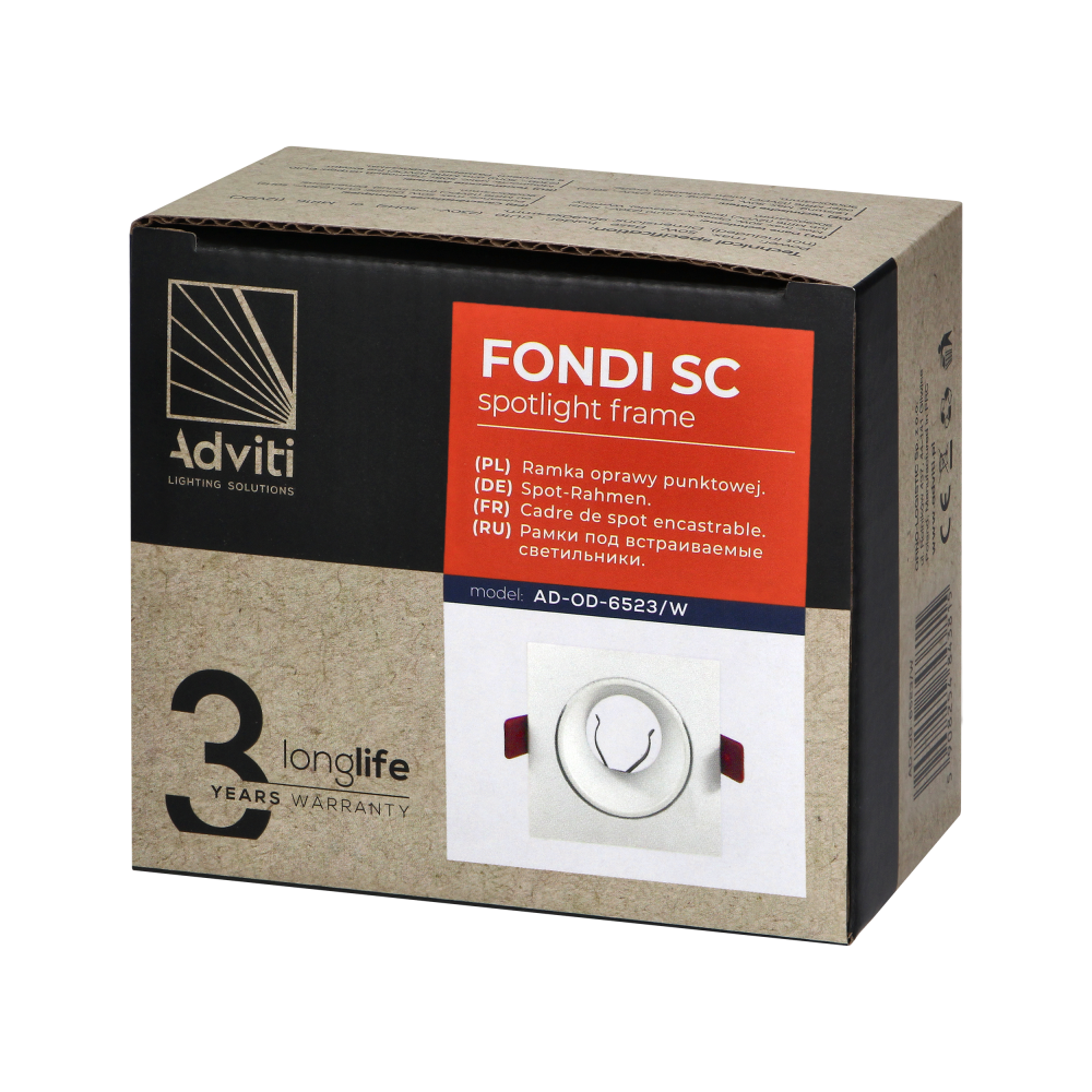 FONDI SC decorative frame for spotlight, MR16/GU10 max. 50W, square, fixed, aluminium, white